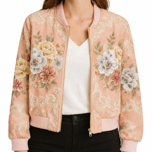 Gorgeous Romantic Embellished Rose Bomber Jacket The Luyzah - Picture 16 of 16